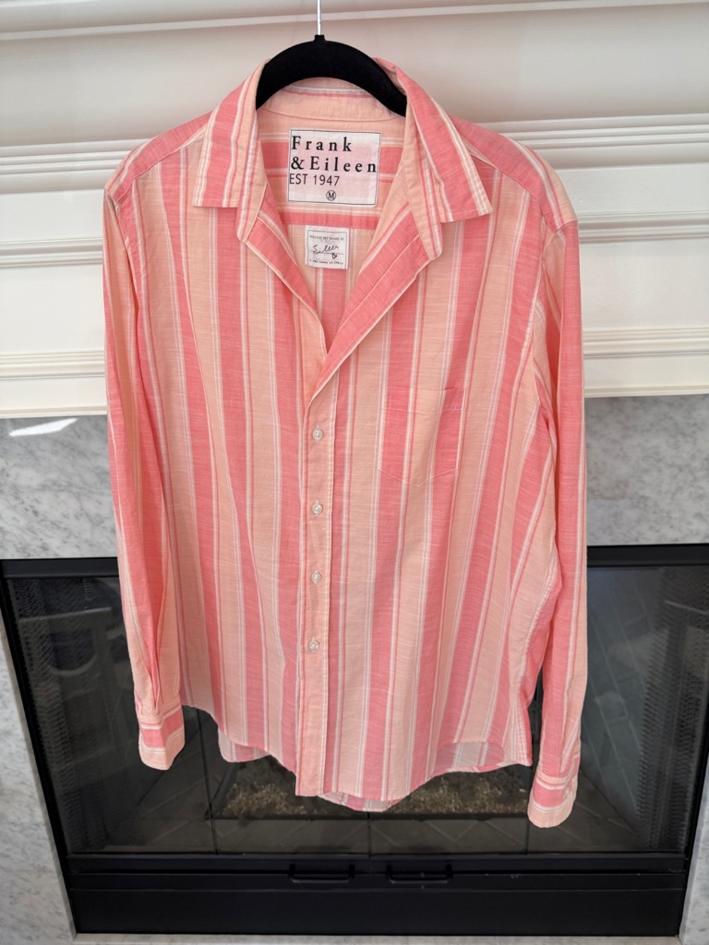 Frank & Eileen Pink and White Striped Men's Button-Down Shirt